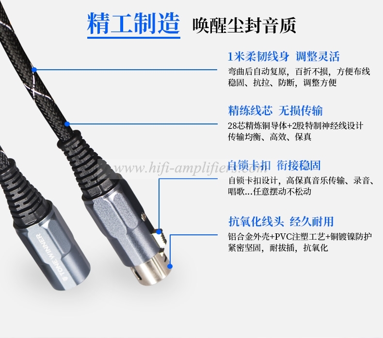 ToneWinner PX-2 Balanced HiFi XLR Male to Female XLR Professional Audio Cable