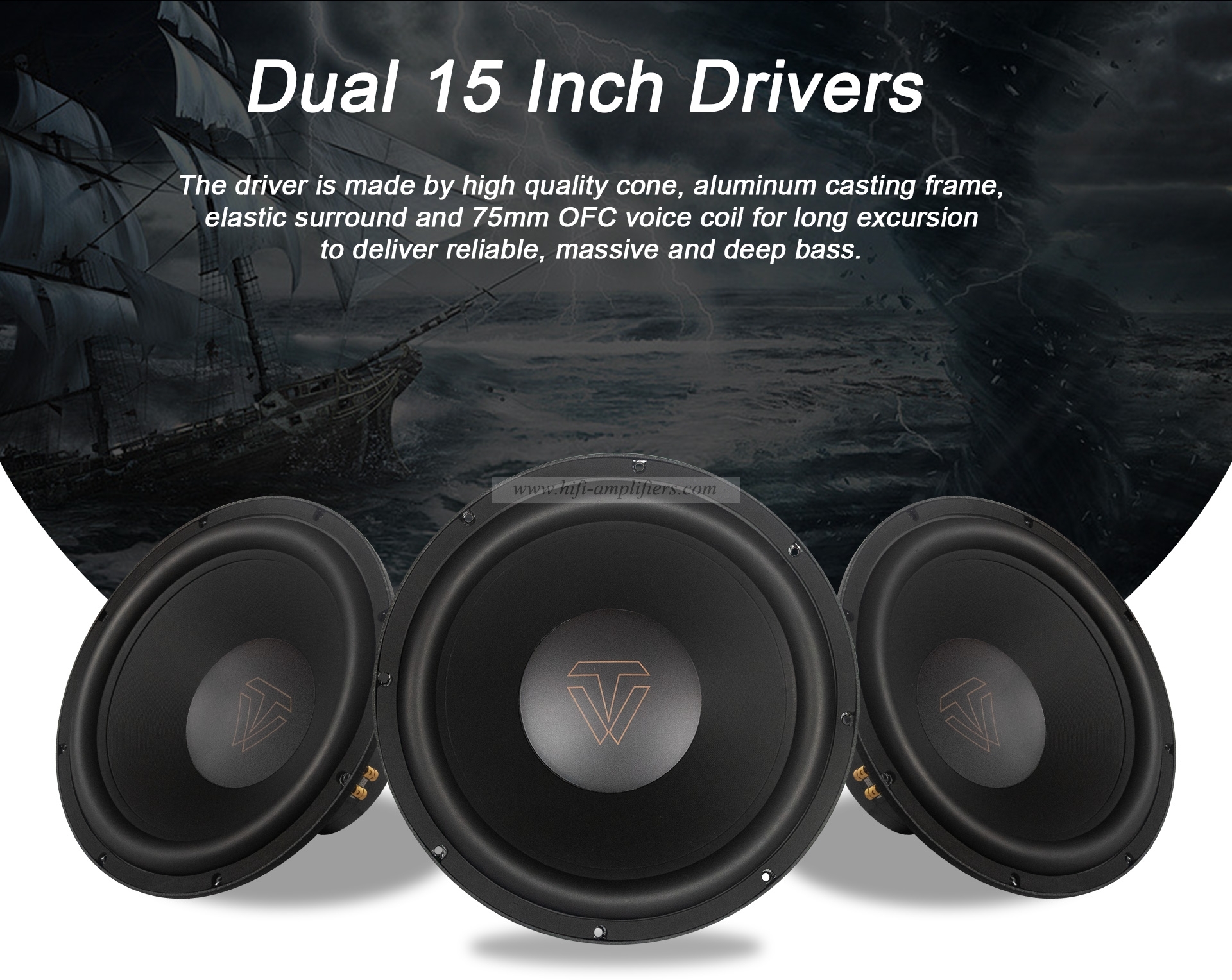 Tonewinner SW-D8000 15 PORTED SUBWOOFER 1500W A Pair