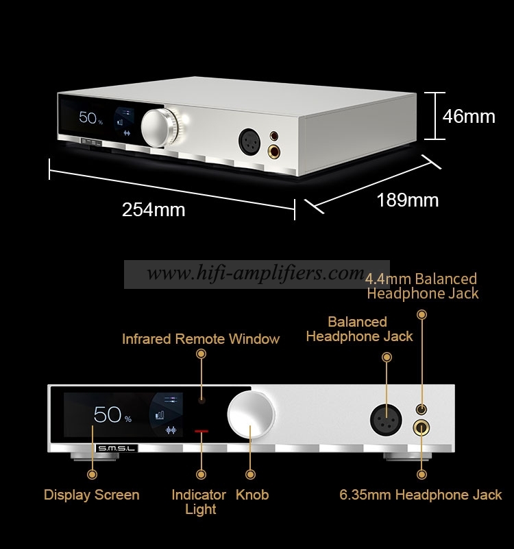 SMSL H400 Hi-Res Headphone Amplifier Earphone AMP RCA XLR Balanced Input Hi-End Pre-Amp With Remote