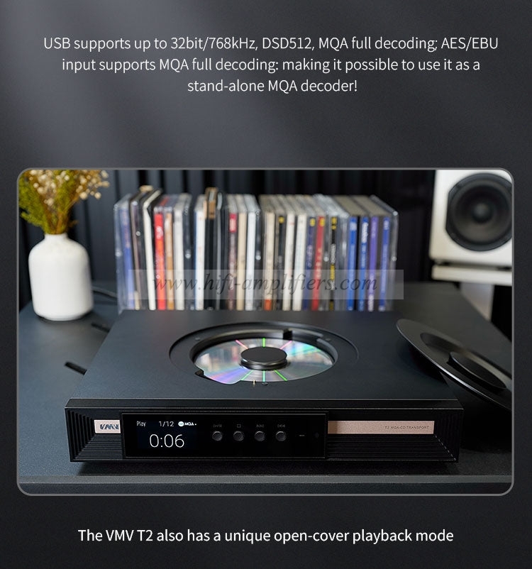 SMSL VMV T2 Hi-Res CD Player Digital Media Center MQA DSD512 Bluetooth5.1 DSD512 LDAC