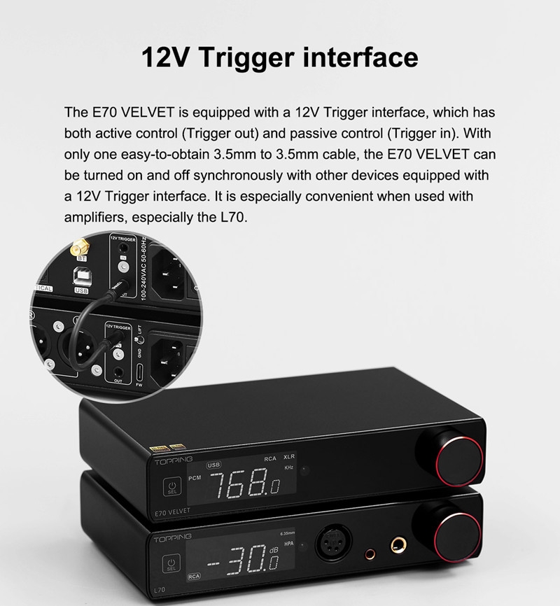 TOPPING E70 VELVET AK4499EX Decoder XU316 DSD512 PCM768kHz Bluetooth 5.1 LDAC 24Bit/96kHz with Remote Control