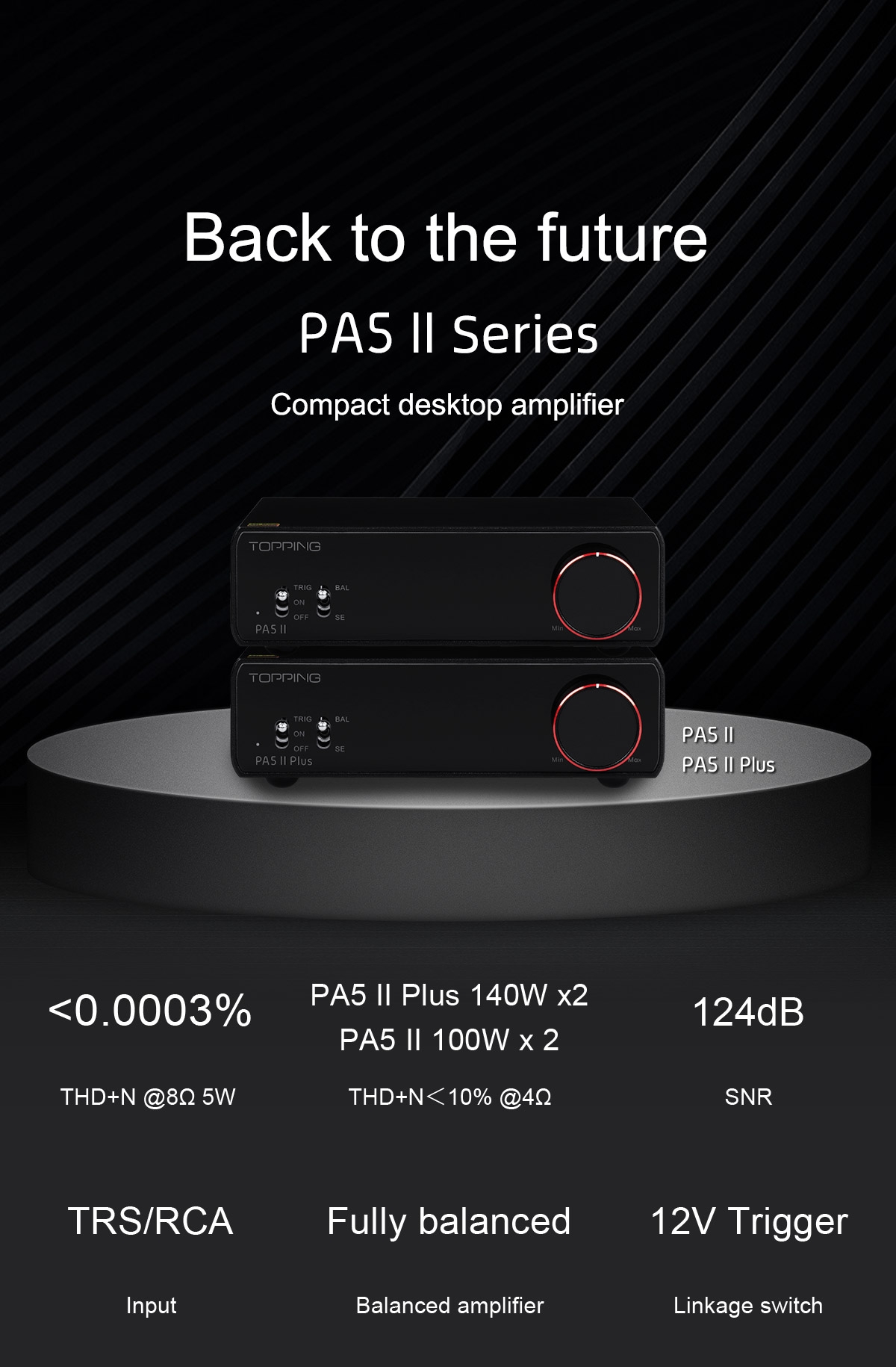 TOPPING PA5 II Series PA5 II Plus Destop Amplifier Fully Balanced Power Amplifier with TRS/RCA Input