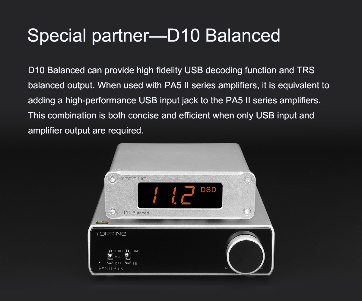 TOPPING PA5 II Series PA5 II Plus Destop Amplifier Fully Balanced Power Amplifier with TRS/RCA Input