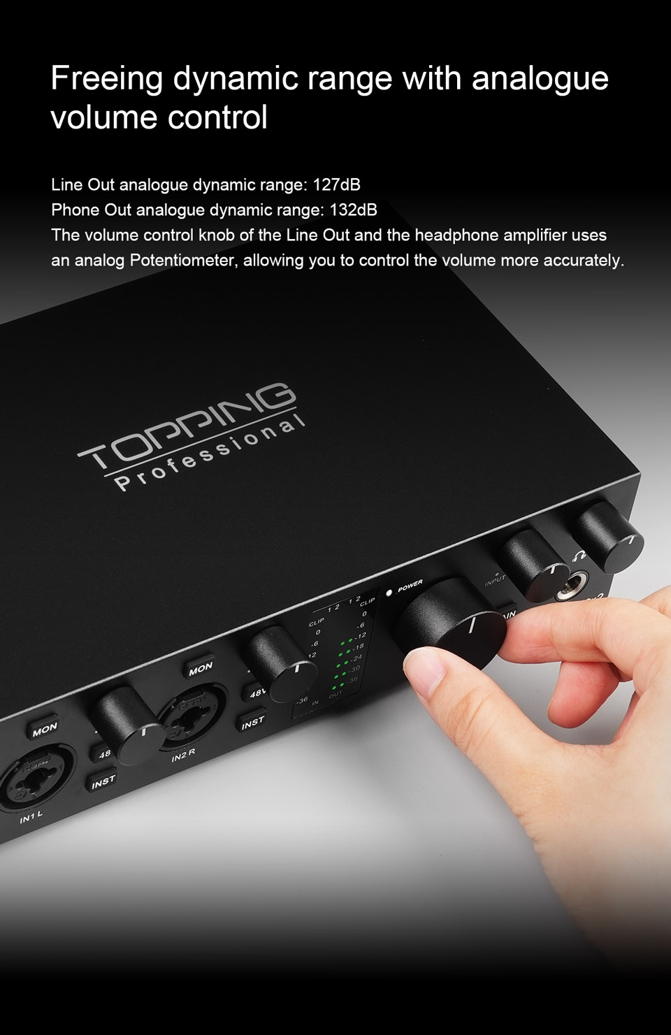 TOPPING E2x2 professional audio interface computer phone singing live streaming sound card recording mixing 2in 2out