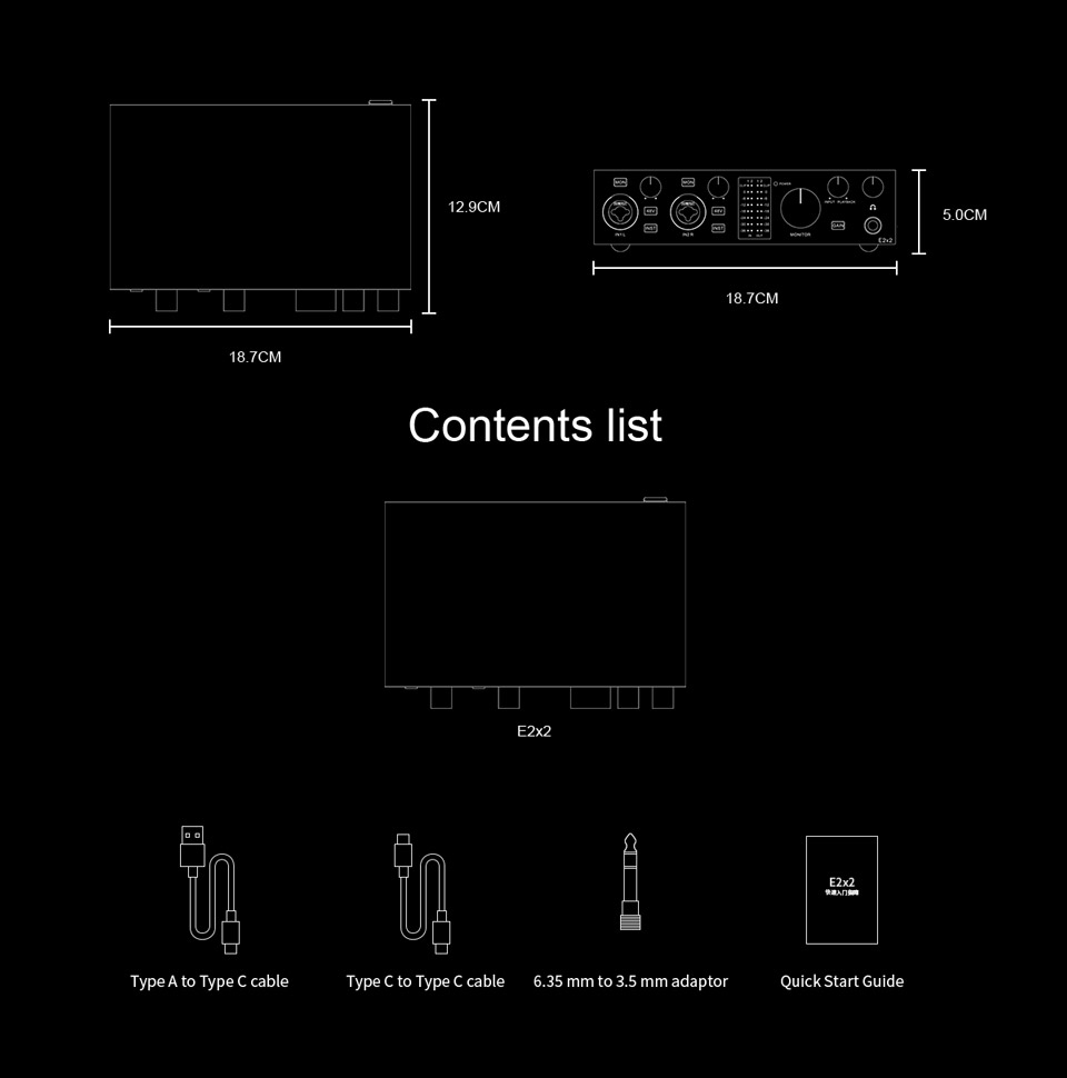 TOPPING E2x2 professional audio interface computer phone singing live streaming sound card recording mixing 2in 2out