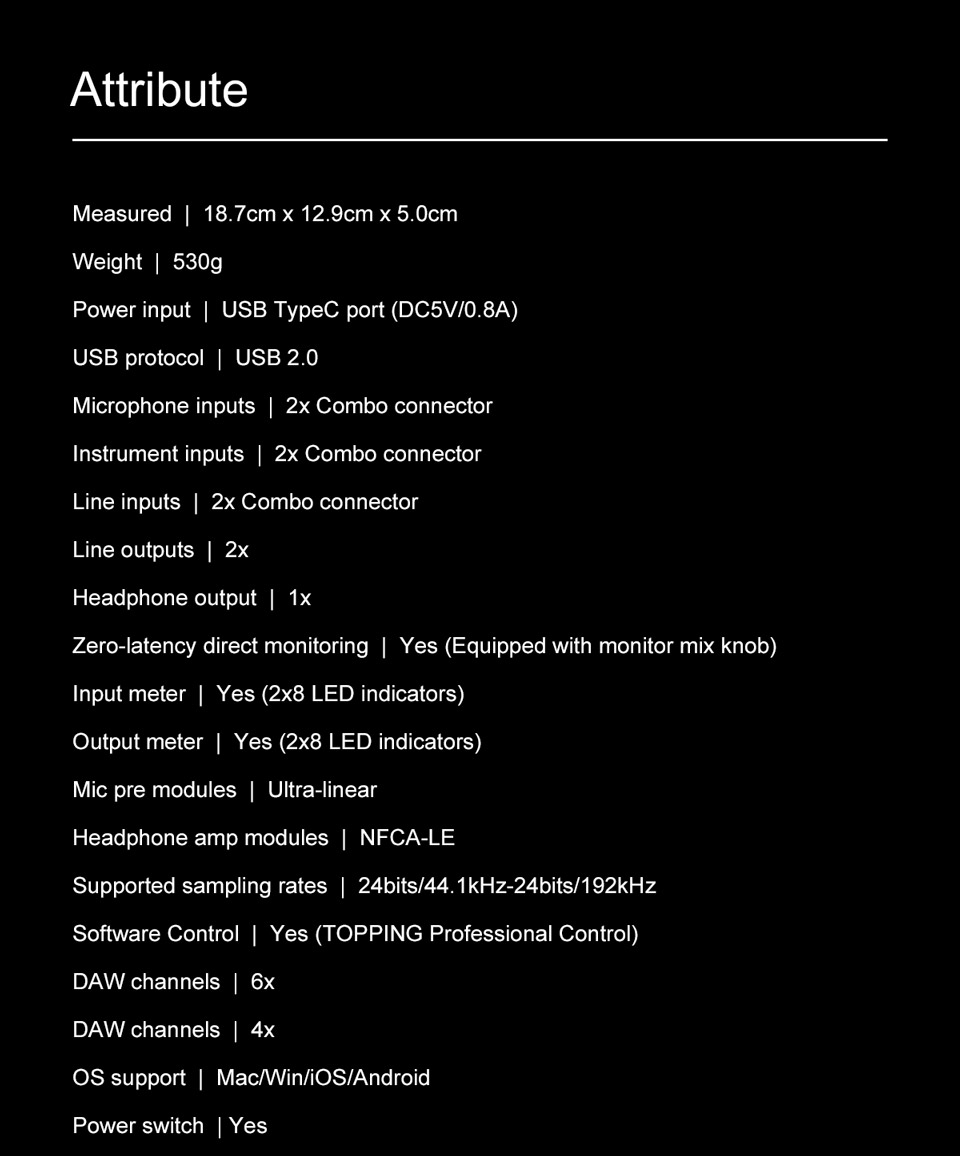 TOPPING E2x2 professional audio interface computer phone singing live streaming sound card recording mixing 2in 2out