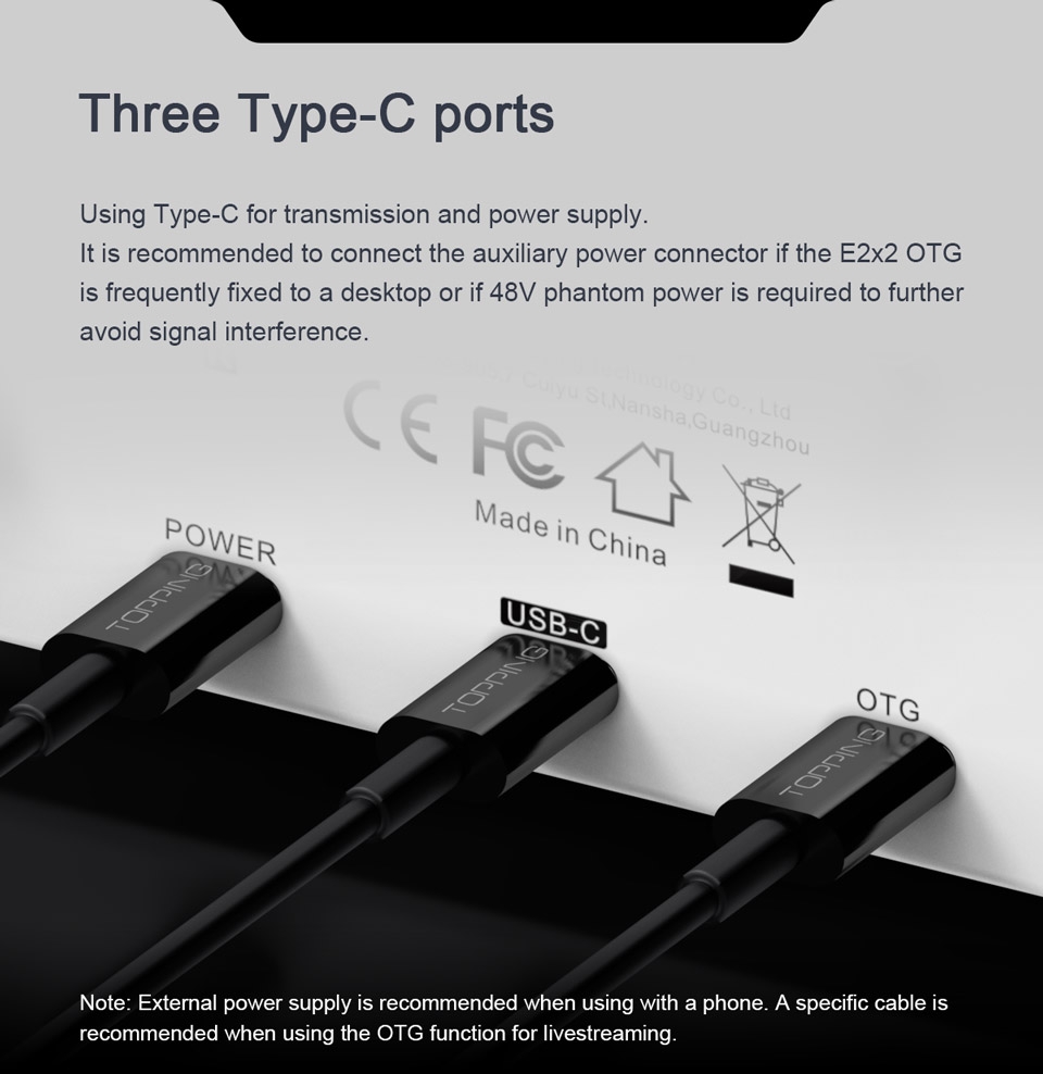 TOPPING E2x2 OTG Professional audio interface 2 in 2 out sound card 8 DAW and 6 LoopBack channels SPDIF output expansion