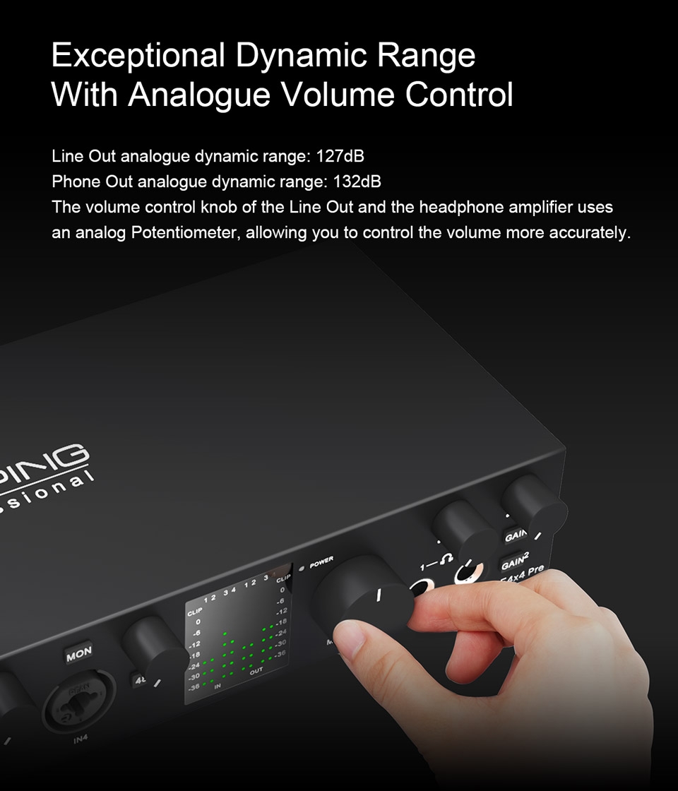 TOPPING E4x4 Pre professional audio interface computer live streaming recording mixing 8 DAW channels 4 LoopBack channels