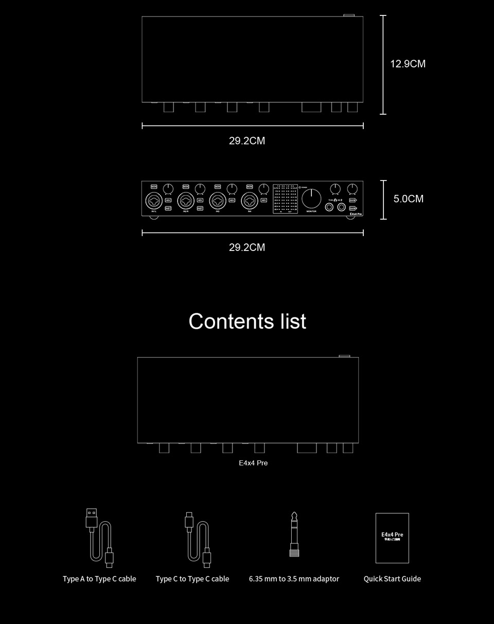 TOPPING E4x4 Pre professional audio interface computer live streaming recording mixing 8 DAW channels 4 LoopBack channels