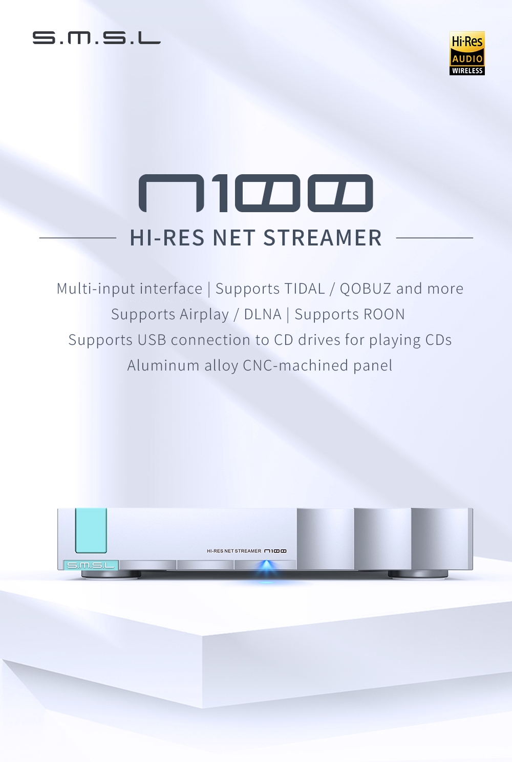 SMSL N100 Hi-Res Net streamer support all Functions of VOLUMIO supports TIDAL / QOBUZ Airplay / DLNA / ROON WIFI