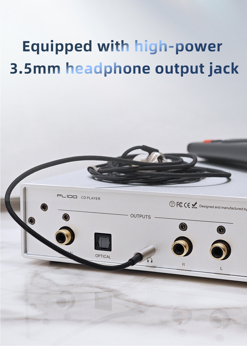 SMSL PL100 Hi-res Audio CD Player Portable CS43131 support Optical Coaxial 32Ω/60mW 3.5mm Headphone Output With Remote Control